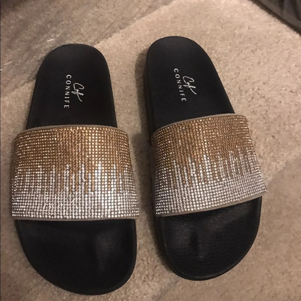 Sparkly shiny Crystal Slide Slipper Sz 6